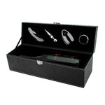 Black Faux Leather 1 Bottle Accessory Gift Set by True
