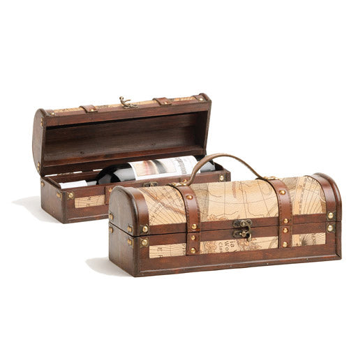 Chateau: 1 Bottle Old World Map Wine Box