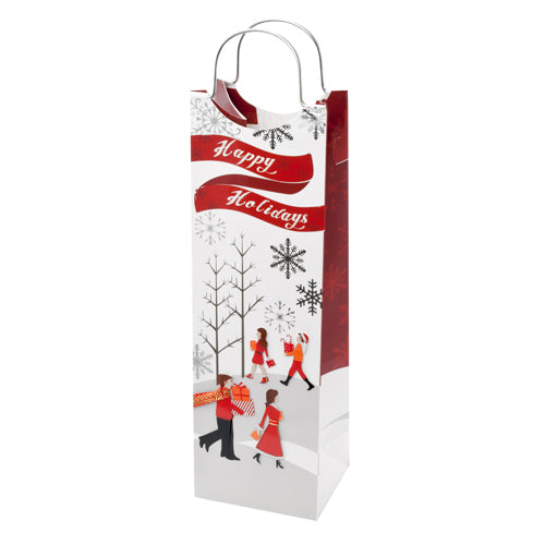 Happy Holidays Wine Bag