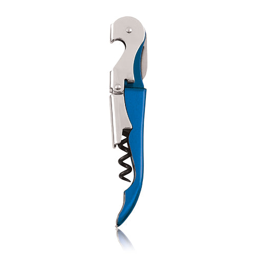Truetap™: Double-Hinged Waiter's Corkscrew in Metallic Blue