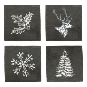 Rustic Holiday Assorted Slate Coasters by Twine