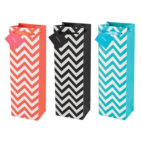Assorted Chevron 1-Bottle Wine Bags