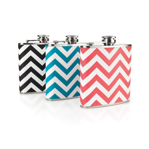 Chevron Patterned Flask in Assorted Colors by True