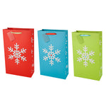 Assorted Applique Snowflakes 2-Bottle Gift Bags