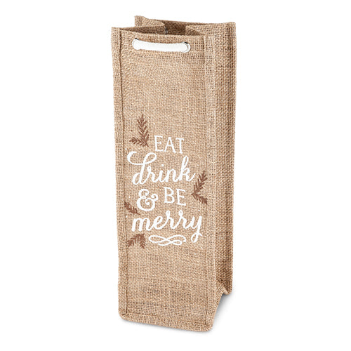 Be Merry 750ml Bottle Jute Tote By Cakewalk
