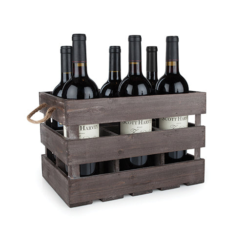 Rustic Farmhouse™ Wooden 6 Bottle Crate by Twine