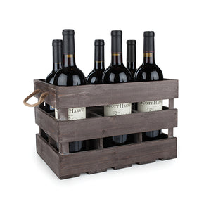 Rustic Farmhouse™ Wooden 6 Bottle Crate by Twine