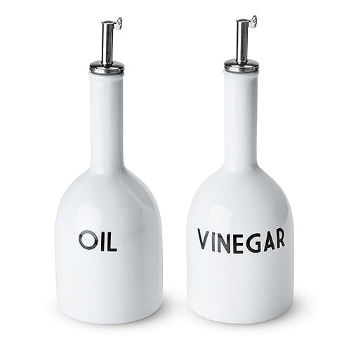Carafe Ceramic Oil and Vinegar Pourer Set by True