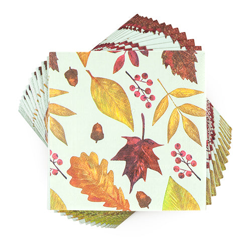 Autumn Leaf Napkins Blue Background by Cakewalk