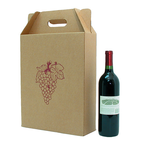 3 Bottle Corrugate Wine Carryout with Grape