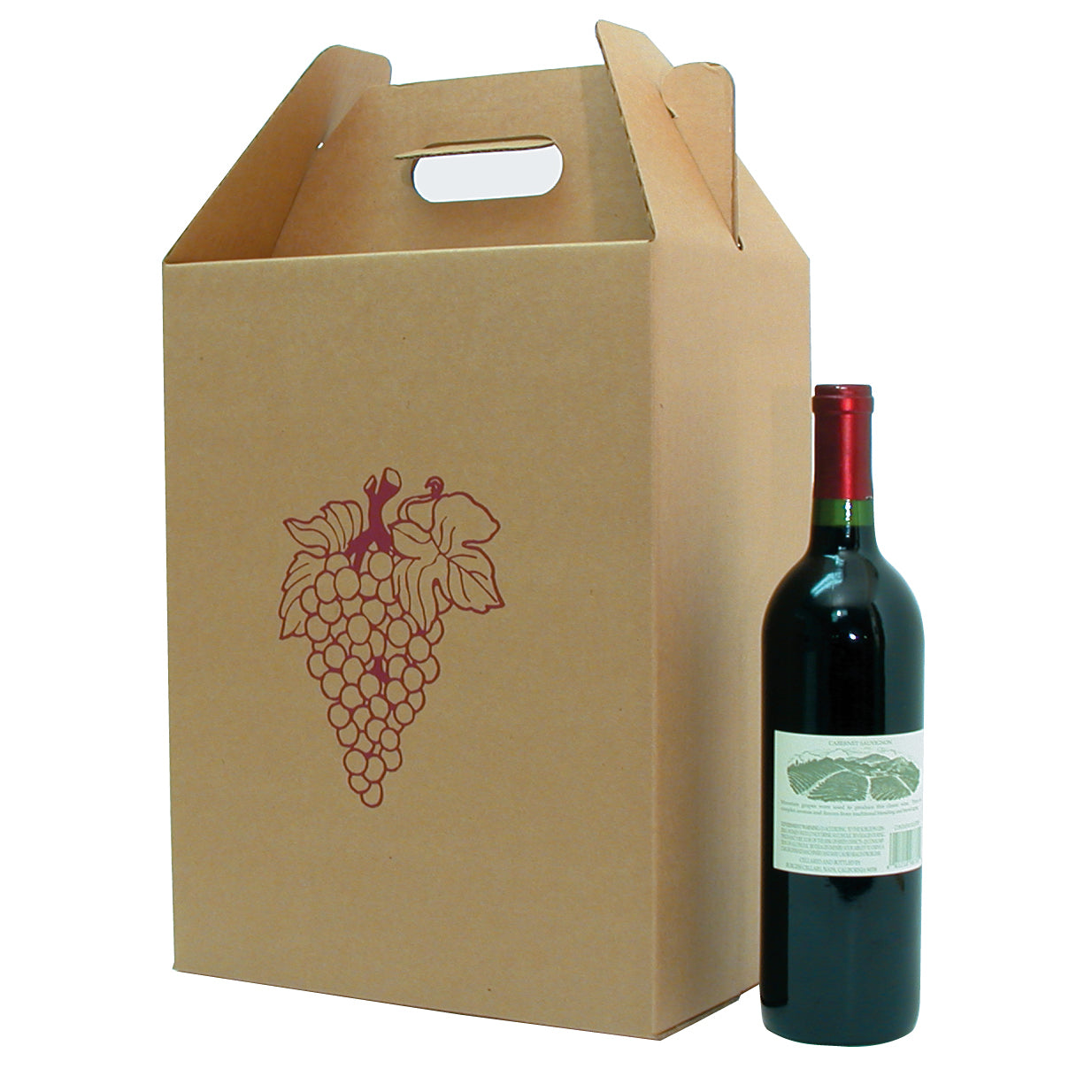 6 Bottle Corrugate Wine Carryout with Grape