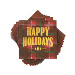 Plaid Happy Holidays Napkin by Cakewalk