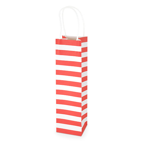 White Kraft Red Stripe 750ml Bottle Bag By Cakewalk