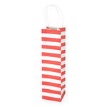 White Kraft Red Stripe 750ml Bottle Bag By Cakewalk