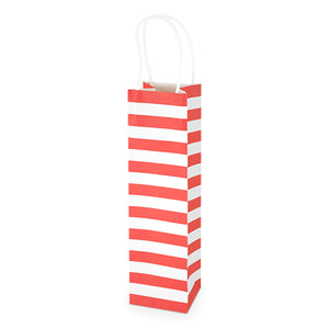 White Kraft Red Stripe 750ml Bottle Bag By Cakewalk