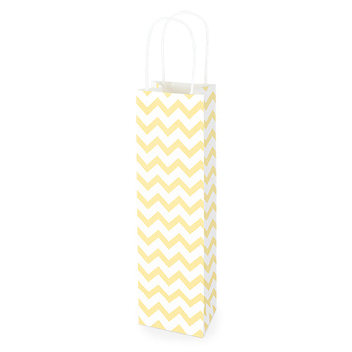 White Kraft Yellow Chevron 750ml Bottle Bag By Cakewalk