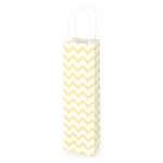 White Kraft Yellow Chevron 750ml Bottle Bag By Cakewalk