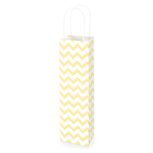 White Kraft Yellow Chevron 750ml Bottle Bag By Cakewalk