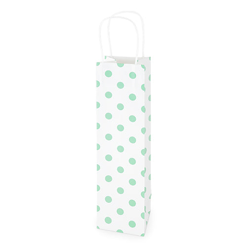 White Kraft Mint Dot 750ml Bottle Bag By Cakewalk