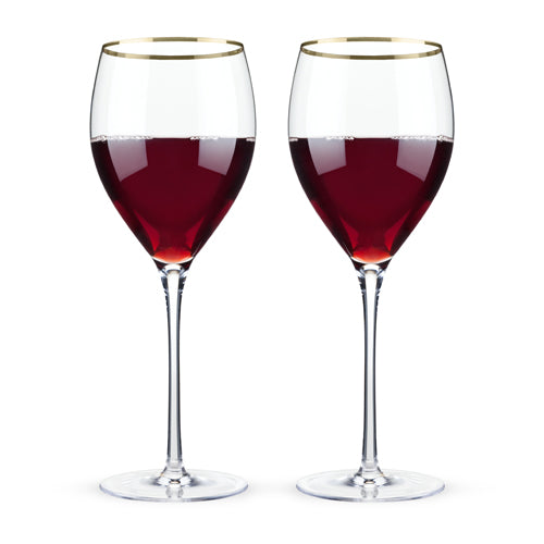 Belmont™ - Gold Rimmed Crystal Red Wine Glasses (Set of 2)