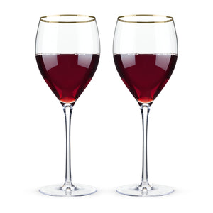 Belmont™ - Gold Rimmed Crystal Red Wine Glasses (Set of 2)