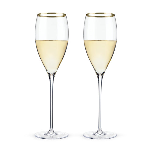 Belmont™ - Gold Rimmed Crystal White Wine Glasses (Set of 2)
