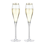 Belmont™ - Gold Rimmed Crystal Champagne Flutes (Set of 2)
