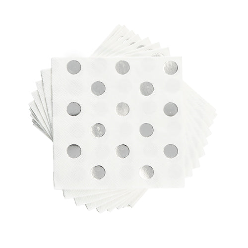 Foiled Silver Dot Napkin by Cakewalk