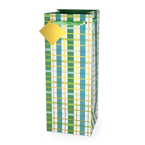 Green & Gold Plaid 1.5L Bottle Bag By Cakewalk