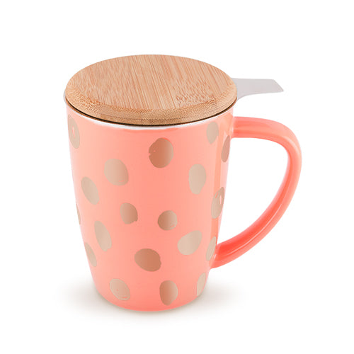 Bailey Peach and Copper Ceramic Tea Mug & Infuser by Pinky U