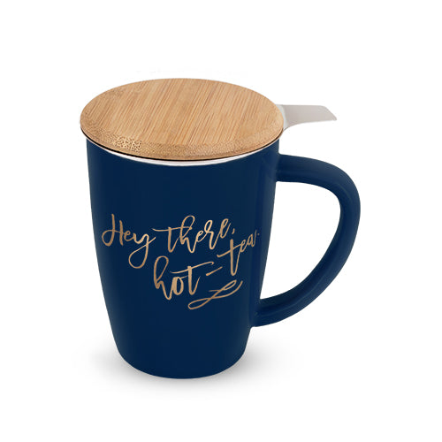 Bailey Hey There, Hot-Tea Ceramic Tea Mug & Infuser by Pinky