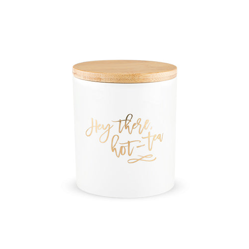 Hey There, Hot-Tea Tea Canister by Pinky Up