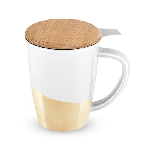 Bailey Gold Dipped Ceramic Tea Mug & Infuser by Pinky Up
