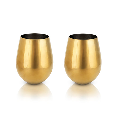 Belmont: Gold Stemless Wine Glasses (VISKI)
