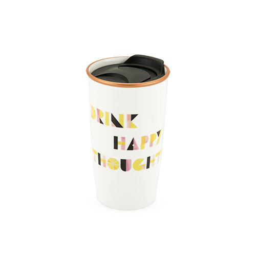 Bryce™: Drink Happy Thoughts Ceramic Travel Mug