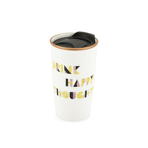 Bryce™: Drink Happy Thoughts Ceramic Travel Mug