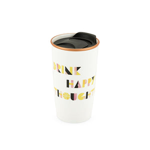 Bryce™: Drink Happy Thoughts Ceramic Travel Mug