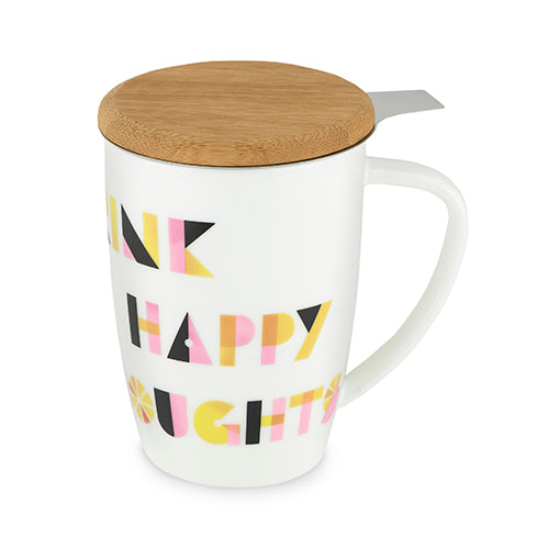 Bailey™ Drink Happy Ceramic Tea Mug & Infuser by Pinky Up