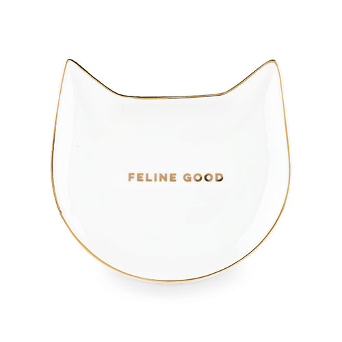 Feline Good: White Cat Tea Tray