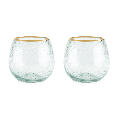 Seaside: Gold Rim Bubble Wine Glass Set