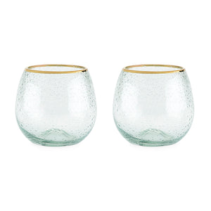 Seaside: Gold Rim Bubble Wine Glass Set