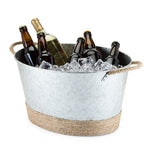 Seaside: Jute Rope Wrapped Galvanized Tub by Twine