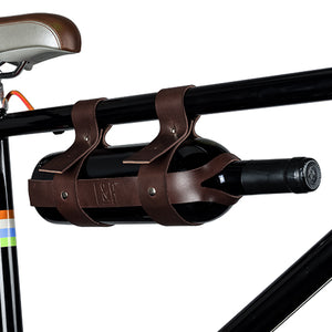 Faux Leather Bicycle Wine Carrier