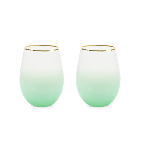 Stemless wine and cocktail Saguaro (green) Set of 2