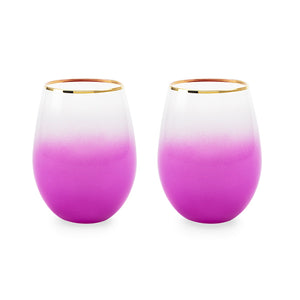 Stemless wine and cocktail Bougainvillea (purple) set of 2