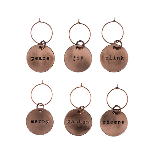 Rustic Holiday: Brushed Copper Wine Charms by Twine