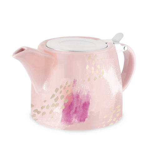 Harper  Pink Abstract Ceramic Teapot & Infuser by Pinky Up