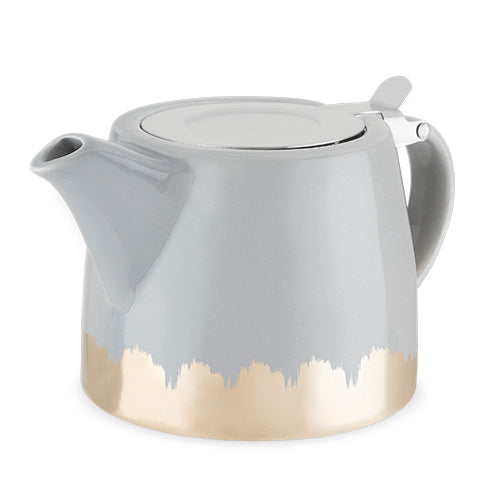 Harper Champagne Brush Ceramic Teapot & Infuser by Pinky Up