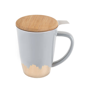 Bailey™ Champagne Brush Ceramic Tea Mug & Infuser