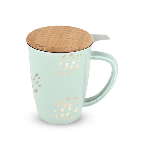 Bailey Champagne Dots Ceramic Tea Mug & Infuser